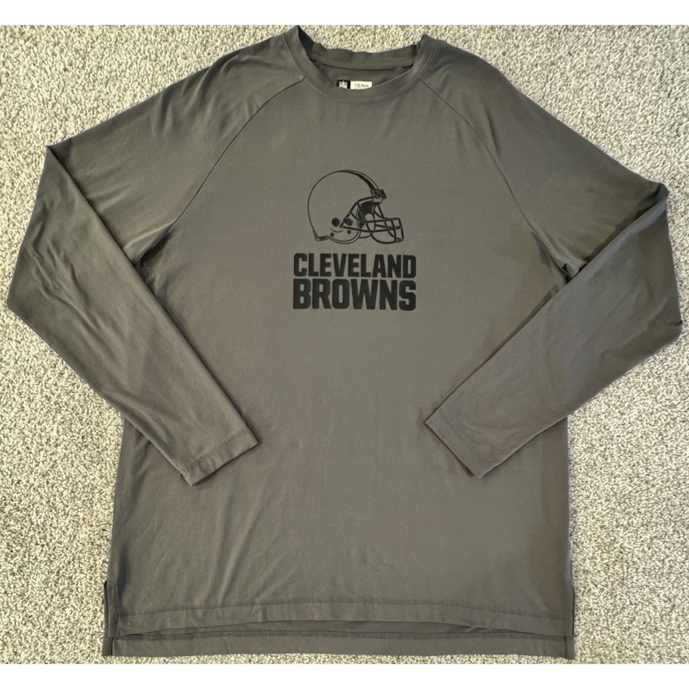 NFL Team Apparel Cleveland Browns Long Sleeve T-Shirt Mens XL Gray Football